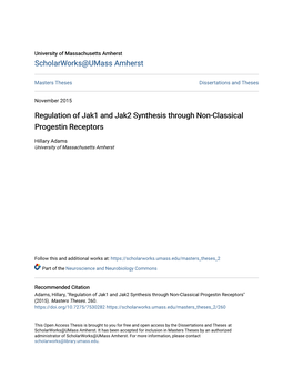 Regulation of Jak1 and Jak2 Synthesis Through Non-Classical Progestin Receptors