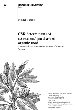 CSR Determinants of Consumers' Purchase of Organic Food