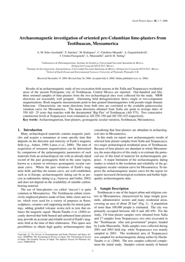 Archaeomagnetic Investigation of Oriented Pre-Columbian Lime-Plasters from Teotihuacan, Mesoamerica