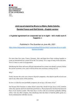A Global Agreement on Corporate Tax Is in Sight – Let’S Make Sure It Happens »
