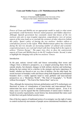 Ceuta and Melilla Fences: a EU Multidimensional Border?