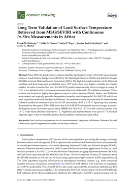 Long Term Validation of Land Surface Temperature Retrieved from MSG/SEVIRI with Continuous In-Situ Measurements in Africa