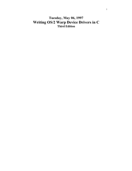 Writing OS/2 Warp Device Drivers in C Third Edition 2