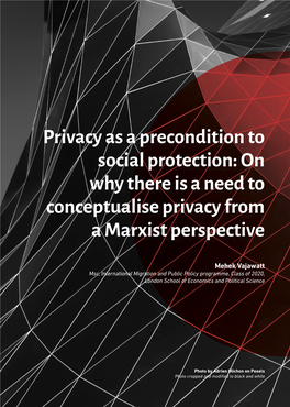 On Why There Is a Need to Conceptualise Privacy from a Marxist Perspective