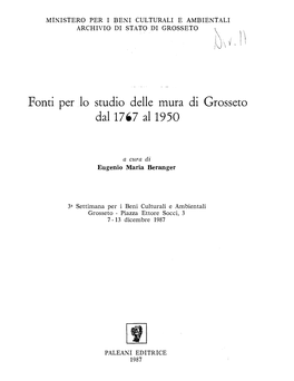 Fonti Per Lo Studio Delle Mura Di Grosseto Dal 1767 Al 1950