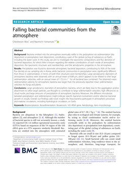 Falling Bacterial Communities from the Atmosphere Cheolwoon Woo1 and Naomichi Yamamoto1,2*