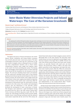 Inter-Basin Water Diversion Projects and Inland Waterways: the Case of the Eurasian Grasslands
