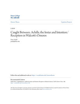 Caught Between: Achille, the Instar and Intention/Reception in Walcott's