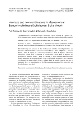 New Taxa and New Combinations in Mesoamerican Stenorrhynchidinae (Orchidaceae, Spirantheae)