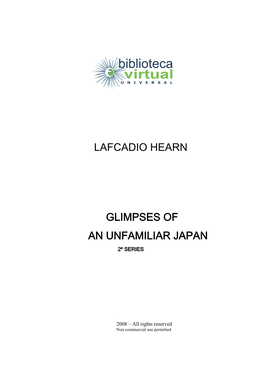 Lafcadio Hearn Glimpses of an Unfamiliar Japan