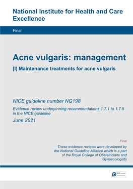 Maintenance Treatment for Acne Vulgaris