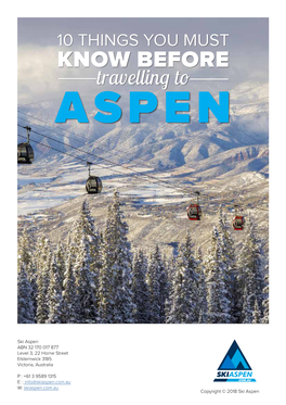 Know Before Aspen