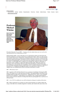 Professor Michael Whelan Page 1 of 7