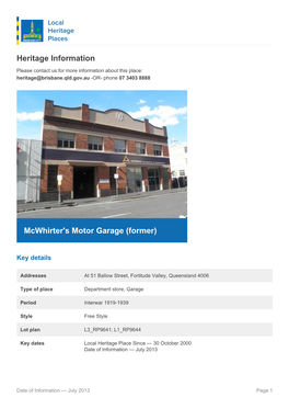 Mcwhirter's Motor Garage (Former)