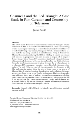 Channel 4 and the Red Triangle: a Case Study in Film Curation and Censorship on Television