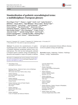 Standardization of Pediatric Uroradiological Terms: a Multidisciplinary European Glossary