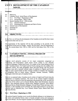 T 9 Development of the Canadian Novel I