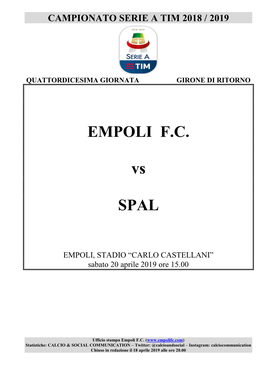 EMPOLI F.C. Vs SPAL