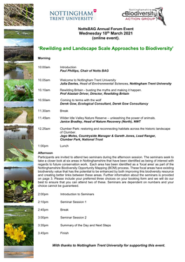 'Rewilding and Landscape Scale Approaches to Biodiversity'