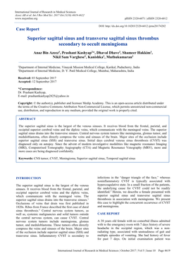 Superior Sagittal Sinus and Transverse Sagittal Sinus Thrombus Secondary to Occult Meningioma