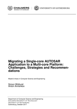 Migrating a Single-Core AUTOSAR Application to a Multi-Core Platform: Challenges, Strategies and Recommen- Dations