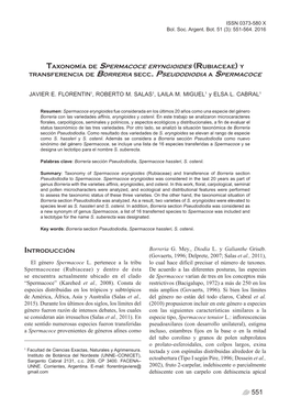 Taxonomia De Spermacoce (Rubiaceae)