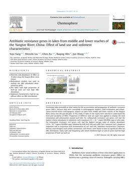 Antibiotic Resistance Genes in Lakes from Middle and Lower Reaches of the Yangtze River, China: Effect of Land Use and Sediment Characteristics