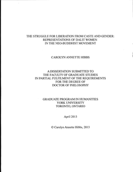 The Struggle for Liberation from Caste and Gender: Representations of Dalit Women in the Neg-Buddhist Movement Carolyn Annette H