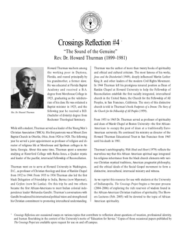 “The Sound of the Genuine” Rev. Dr. Howard Thurman (1899–1981)