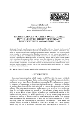 Higher Schools Vs. Cities' Social Capital in The