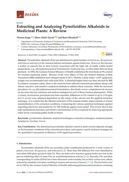 Extracting and Analyzing Pyrrolizidine Alkaloids in Medicinal Plants: a Review