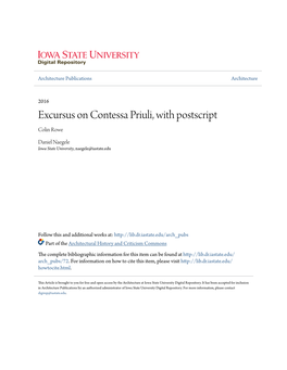 Excursus on Contessa Priuli, with Postscript Colin Rowe