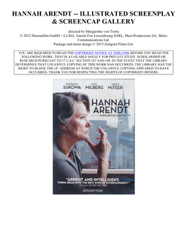 Hannah Arendt -- Illustrated Screenplay & Screencap Gallery