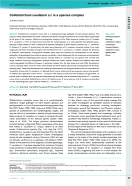 AR TICLE Colletotrichum Caudatum S.L. Is a Species Complex