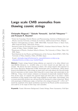 Large Scale CMB Anomalies from Thawing Cosmic Strings
