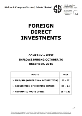 Foreign Direct Investments