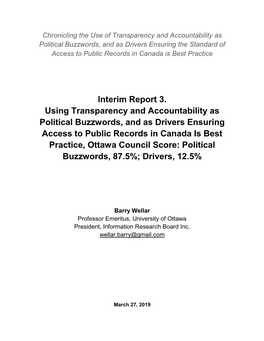 Interim Report 3. Using Transparency and Accountability As