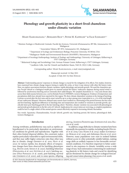 Phenology and Growth Plasticity in a Short-Lived Chameleon Under Climatic Variation