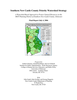 Southern New Castle County Priority Watershed Strategy