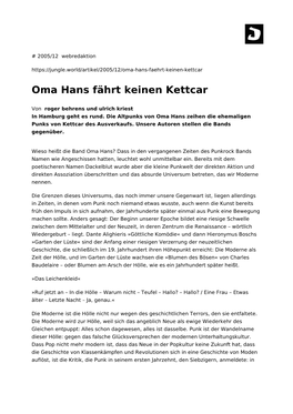 Oma Hans Fährt Keinen Kettcar