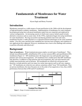 Membranes for Water Treatment: Reverse Osmosis and Nanofiltration