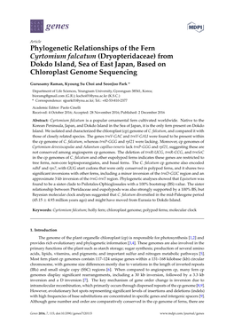 Phylogenetic Relationships of the Fern Cyrtomium Falcatum (Dryopteridaceae) from Dokdo Island, Sea of East Japan, Based on Chloroplast Genome Sequencing