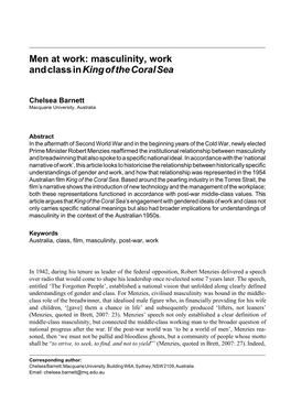 Men at Work: Masculinity, Work and Class in King of the Coral Sea