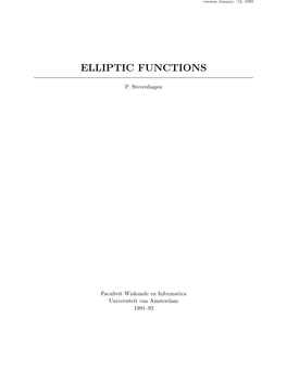 Elliptic Functions