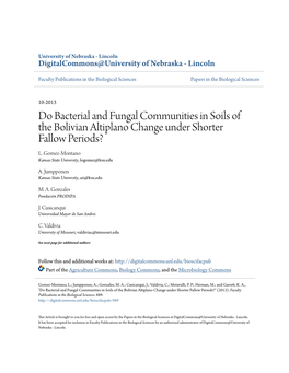 Do Bacterial and Fungal Communities in Soils of the Bolivian Altiplano Change Under Shorter Fallow Periods? L