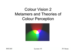 Colour Vision 2 Metamers and Theories of Colour Perception