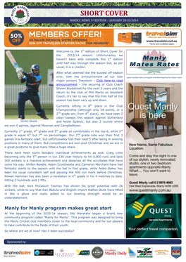 SHORT COVER MWDCC NEWS 1St EDITION – JANUARY 2013/2014