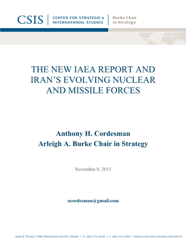 The New Iaea Report and Iran's Evolving Nuclear And