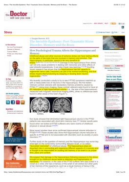 Post-Traumatic Stress Disorder, Memory and the Brain - the Doctor 28.08.13 15:42