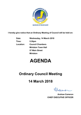 Agenda of Ordinary Council Meeting